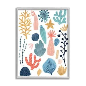 "Coral Reef Ocean Life Playful Pastel Sea Plant" by June Erica Vess Framed Nature Texturized Art Print 16 in. x 20 in.