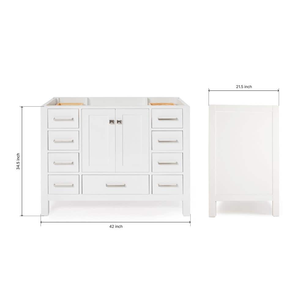 Cambridge 42" White Single Freestanding Vanity Cabinet