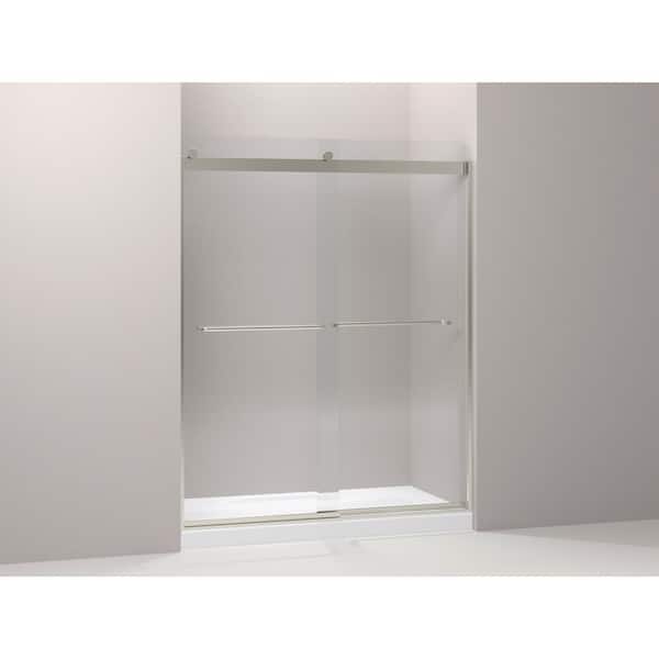 KOHLER Levity 59.6 in. W x 74 in. H Sliding Frameless Shower Door in Nickel with Clear KOHLER Levity 59.6 in. W x 74 in. H Sliding Frameless Shower Door in Nickel with Clear