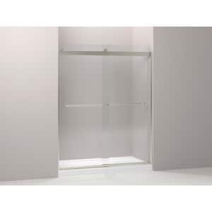 Levity 59.6 in. W x 74 in. H Sliding Frameless Shower Door in Nickel with Clear