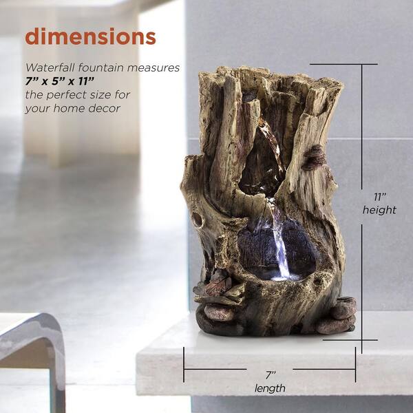 Alpine Corporation - 11 in. Tall Indoor Rainforest Tabletop Fountain with LED Lights
