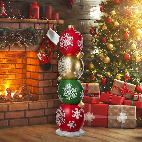 cheap times  natal design オーナメント Glitzhome 36.25 in. H Christmas Resin Stacked Ornament Porch Decor