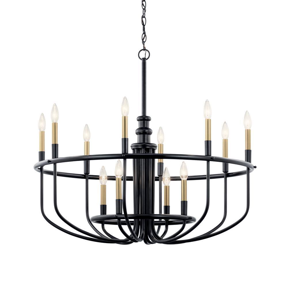 Capitol Hill 30.75" Black Modern 12-Light Chandelier