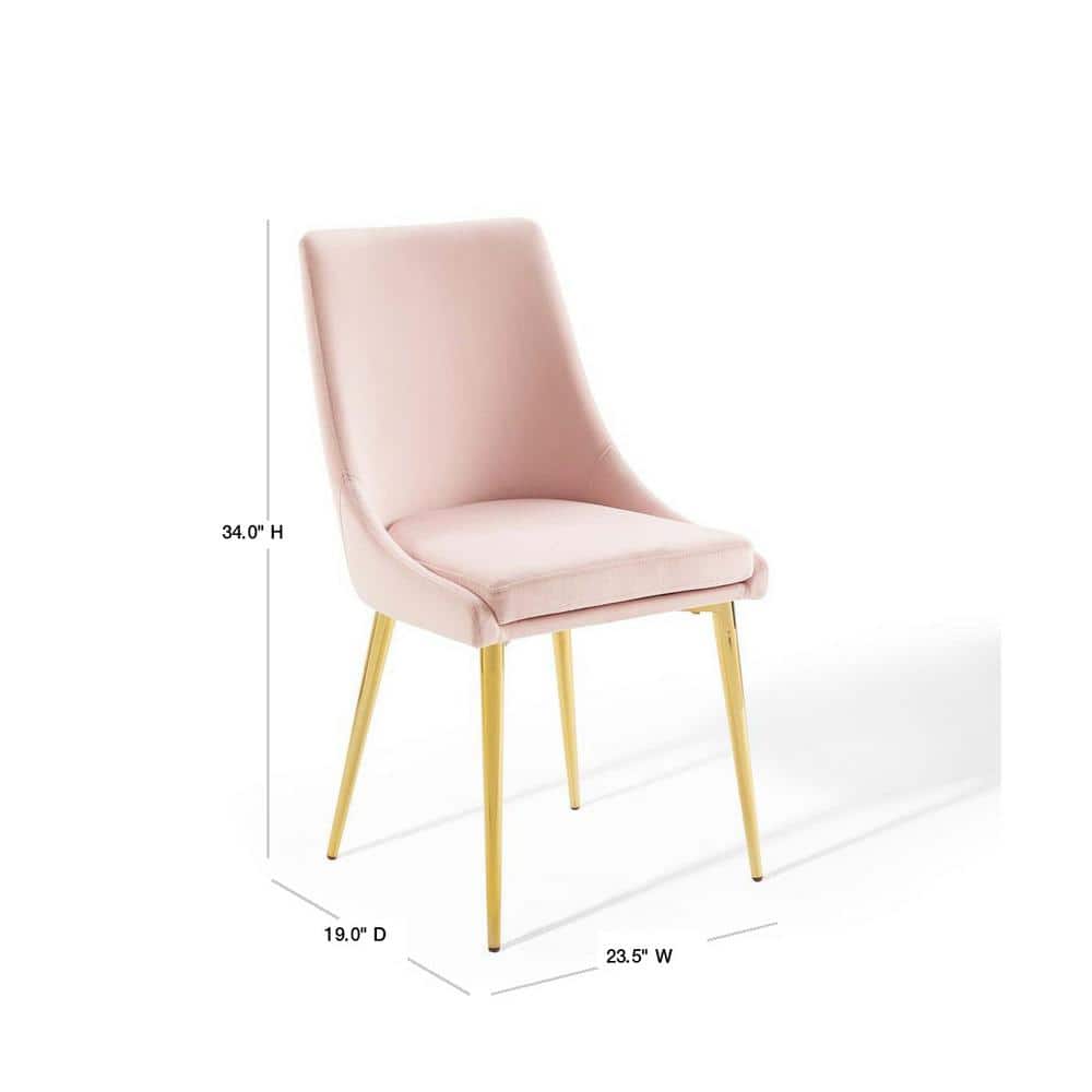 Isle Pink Velvet Upholstered Swivel Side Chair with Gold Metal Legs