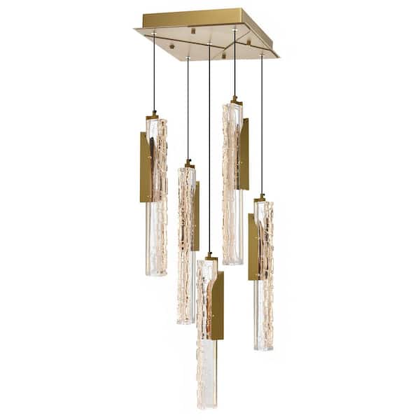 Valira Integrated LED 12 in. 5 Light Brass Mini Pendant