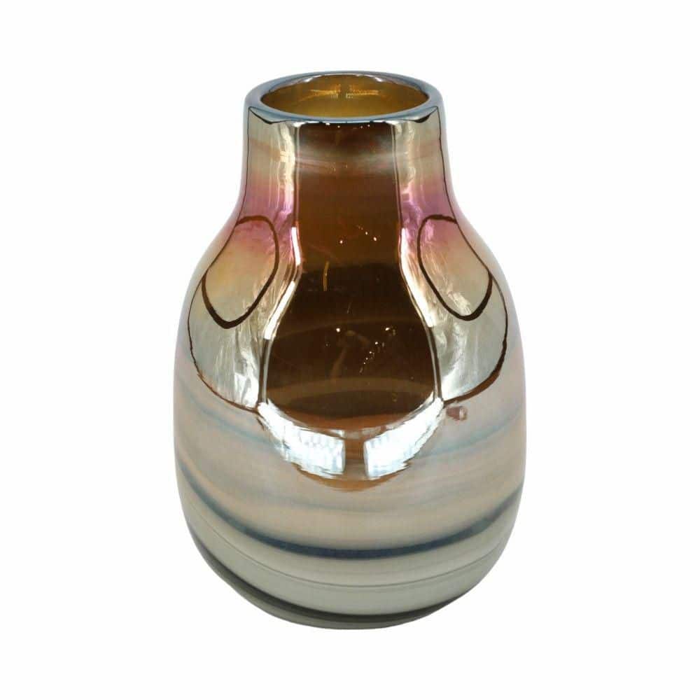 10" Tall Black and Gold Glass Decorative Vase