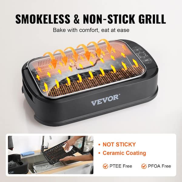  SUEWRITE Electric Smokeless Indoor Grill, Non-Stick