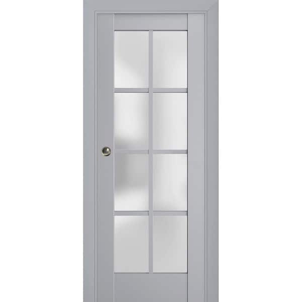 Sartodoors 24 in. x 96 in. 1 Panel Matte Grey Finished Solid Wood Sliding Door with Hardware
