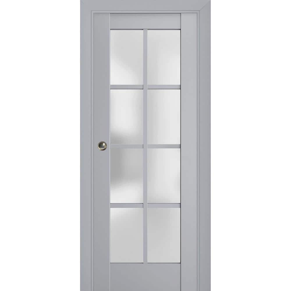 30 in. x 96 in. 1 Panel Matte Grey Finished Solid Wood Sliding Door with Hardware price history on PriceWatchPro