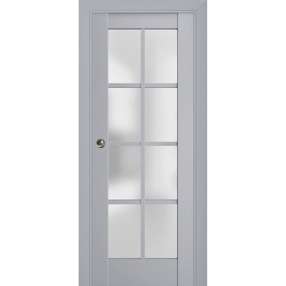 36 in. x 80 in. 1 Panel Matte Grey Finished Solid Wood Sliding Door with Hardware price history on PriceWatchPro