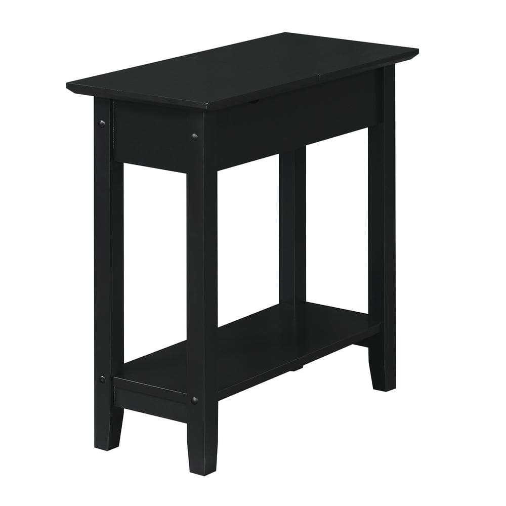 American Heritage Black Flip Top End Table with USB Charging