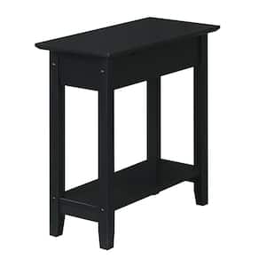 American Heritage 11 in. Black Standard Rectangular MDF End Table with Flip Top and Charging Station
