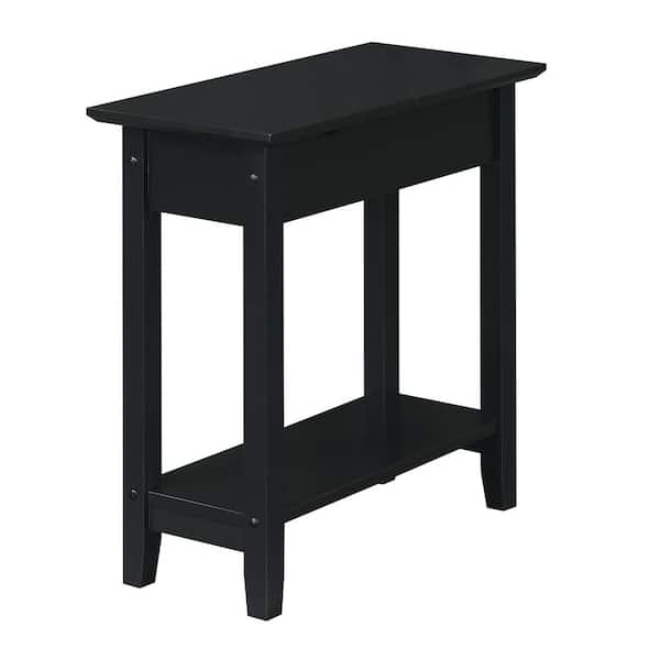 Convenience Concepts American Heritage 11 in. Black Standard Rectangular MDF End Table with Flip Top and Charging Station