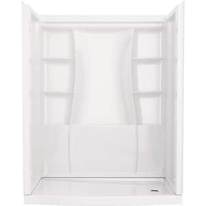 Classic 500 Curve 32 in. L x 60 in. W x 72 in. H 4-Pieces Alcove Shower Kit with Shower Wall and Shower Pan in White
