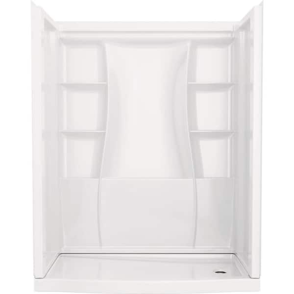 Delta Classic 500 Curve 32 in. L x 60 in. W x 72 in. H 4-Pieces Alcove Shower Kit with Shower Wall and Shower Pan in White