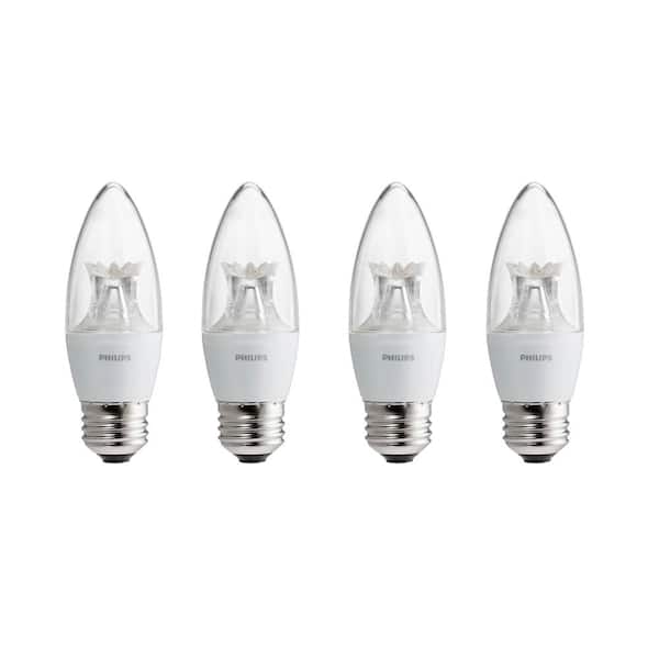 Philips 60-Watt Equivalent B11 Dimmable LED Blunt Tip Candle Soft White with Warm Glow Light Effect (4-Pack)