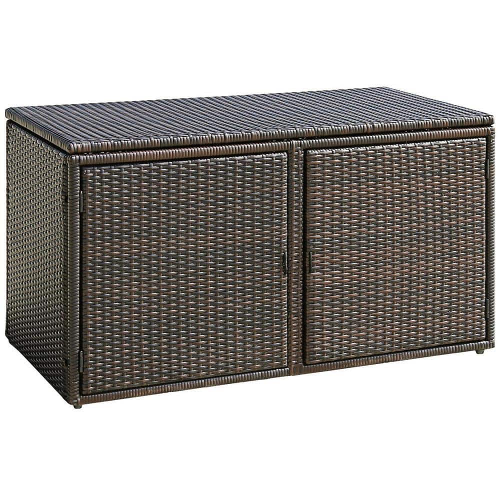 Outdooor Garden Patio 88 Gal. Brown Rattan Storage Deck Box