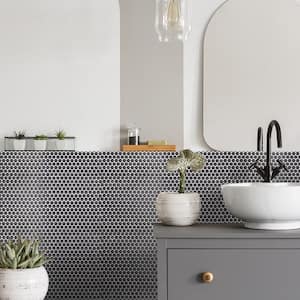 Shadow Mountain Gray 11.375 in. x 12.25 in. Penny Round Matte Porcelain Wall and Floor Mosaic Tile (14.51 sq. ft./Case)