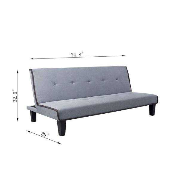 Boyel Living 39 In Grey Polyester 3 Seater Full Sleeper Armless Sofa Bed Bc 208 3gy Full Sleeper Armless Sofa Bed Bc 208 3gy, 60 Armless Sofa Bed