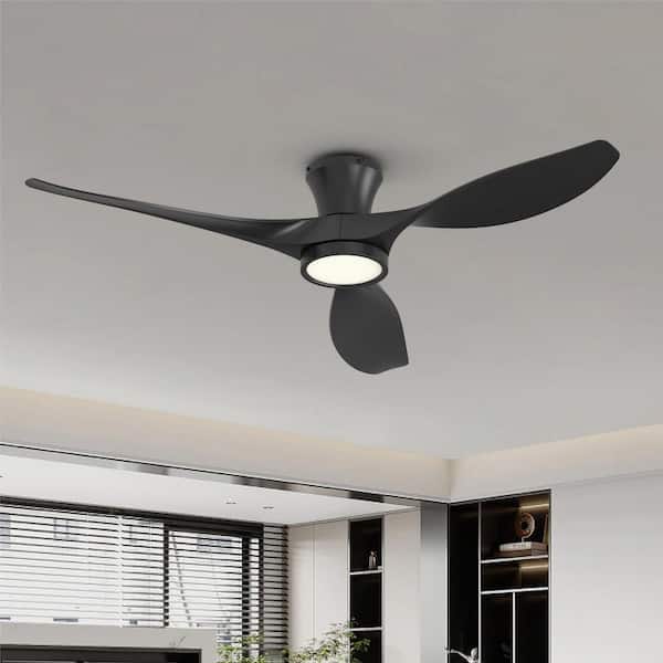 Black Ceiling Fans With Lights - 36" Flush Mount Low Profile Ceiling Fan With Remot