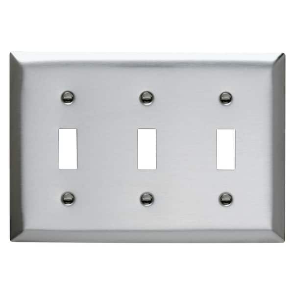 Legrand Pass & Seymour 430S/S 3 Gang 3 Toggle Wall Plate, Stainless Steel (1-Pack)