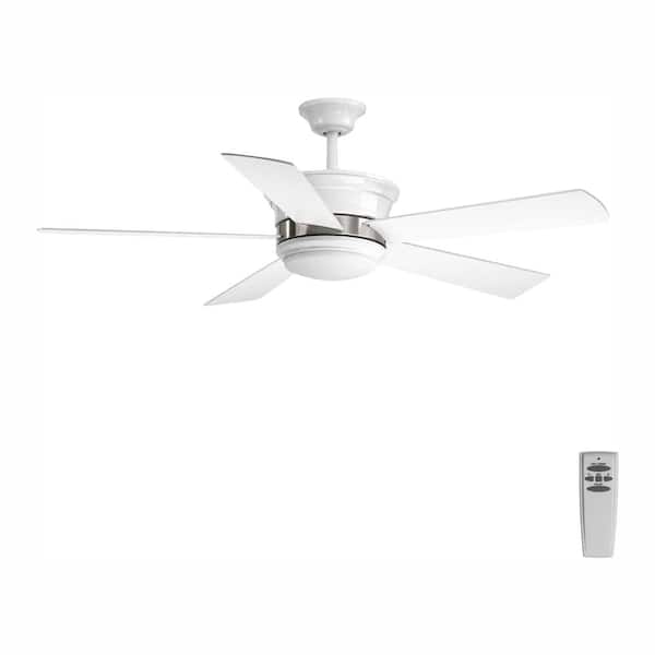 Progress Lighting Harranvale 54 in. Indoor Integrated LED White Global Ceiling Fan with Remote for Living Room and Bedroom