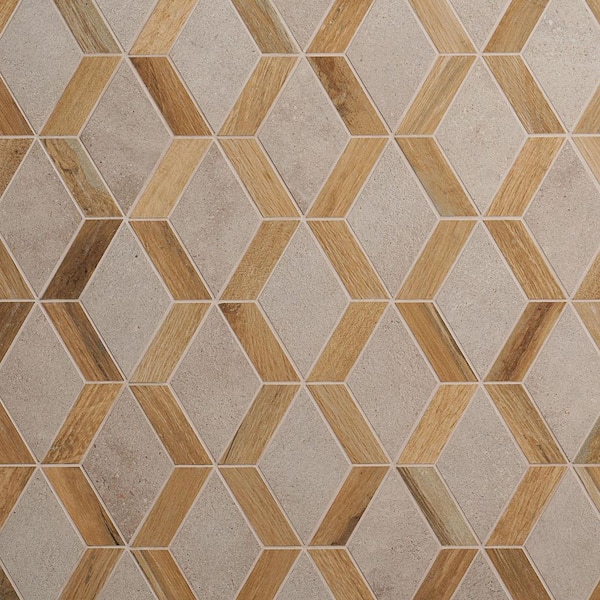 Ivy Hill Tile Everlasting Diamond Birch 9.44 in. x 11.81 in. Matte Wood Look Porcelain Mosaic Tile (0.76 sq. ft./Each)