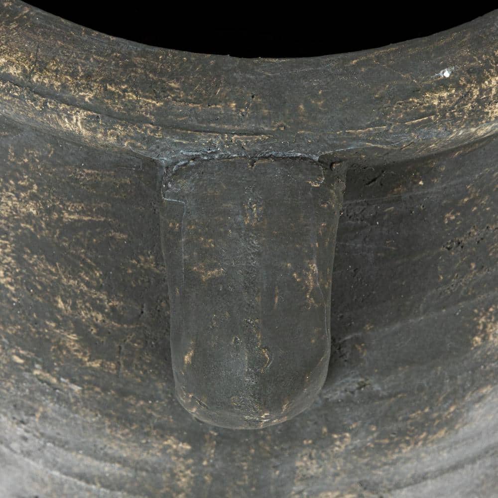 Rustic Grey Terra-Cotta Urn Planter with Handles