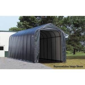 15 ft. W x 24 ft. D x 12 ft. H Steel and Polyethylene Garage Without Floor in Grey with Corrosion-Resistant Steel Frame