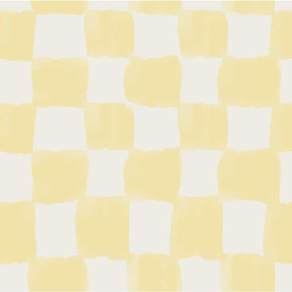 Tess Watercolor Checker Pale Yellow Peel and Stick Wallpaper