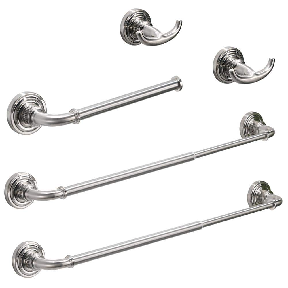 Tahanbath 5 Piece Bath Hardware Set with Towel Bar in Brushed Nickel Q