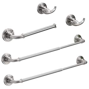 5 Piece Bath Hardware Set with Towel Bar in Brushed Nickel