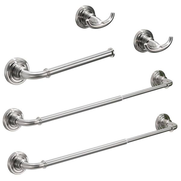 Tahanbath 5 Piece Bath Hardware Set with Towel Bar in Brushed Nickel Q