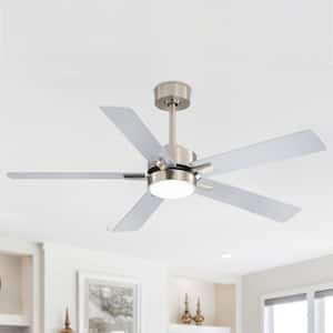 Charlie 52 in. Integrated LED Indoor Satin Nickel Ceiling Fans with Light and Remote Control Included