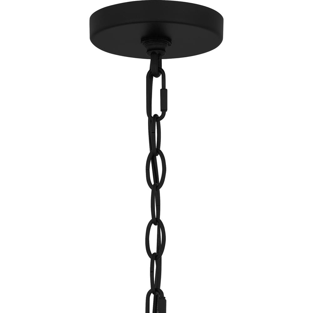 Tilmore Matte Black Ribbed Glass Outdoor Hanging Lantern