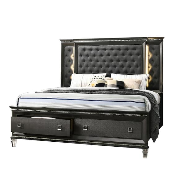 Best Quality Furniture Bellagio 81 in. W Metallic Grey California King Platform Bed Frame