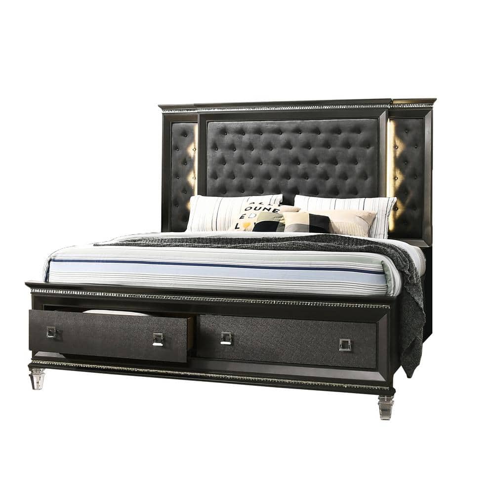Best Quality Furniture Bellagio 81 in. W Metallic Grey Eastern King