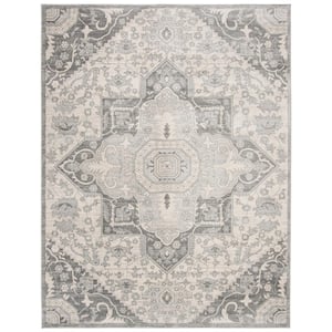 Brentwood Gray/Cream 10 ft. x 13 ft. Floral Medallion Area Rug
