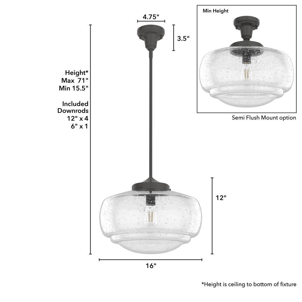 Saddle Creek Noble Bronze 16" Transitional Schoolhouse Pendant Light
