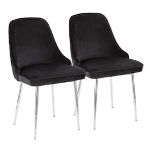 Marcel Black Velvet and Chrome Dining Chair (Set of 2)