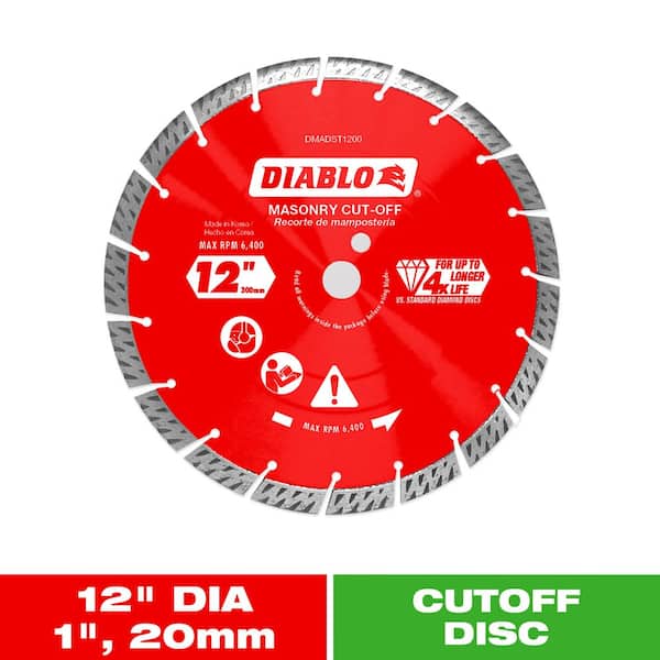 DIABLO 12 in. Diamond Segmented Turbo Cut-Off Discs for Masonry