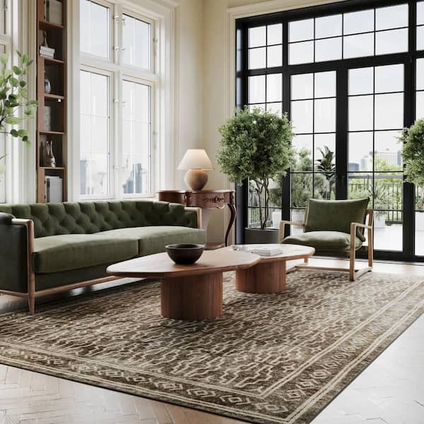 Vale Global Trellis Washable Khaki 8 ft. x 10 ft. Indoor Area Rug