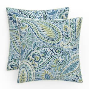 Paisley 16.5 in W x 5 in H Outdoor Accent Throw Pillows 2-Count in Blue Arctic Stone