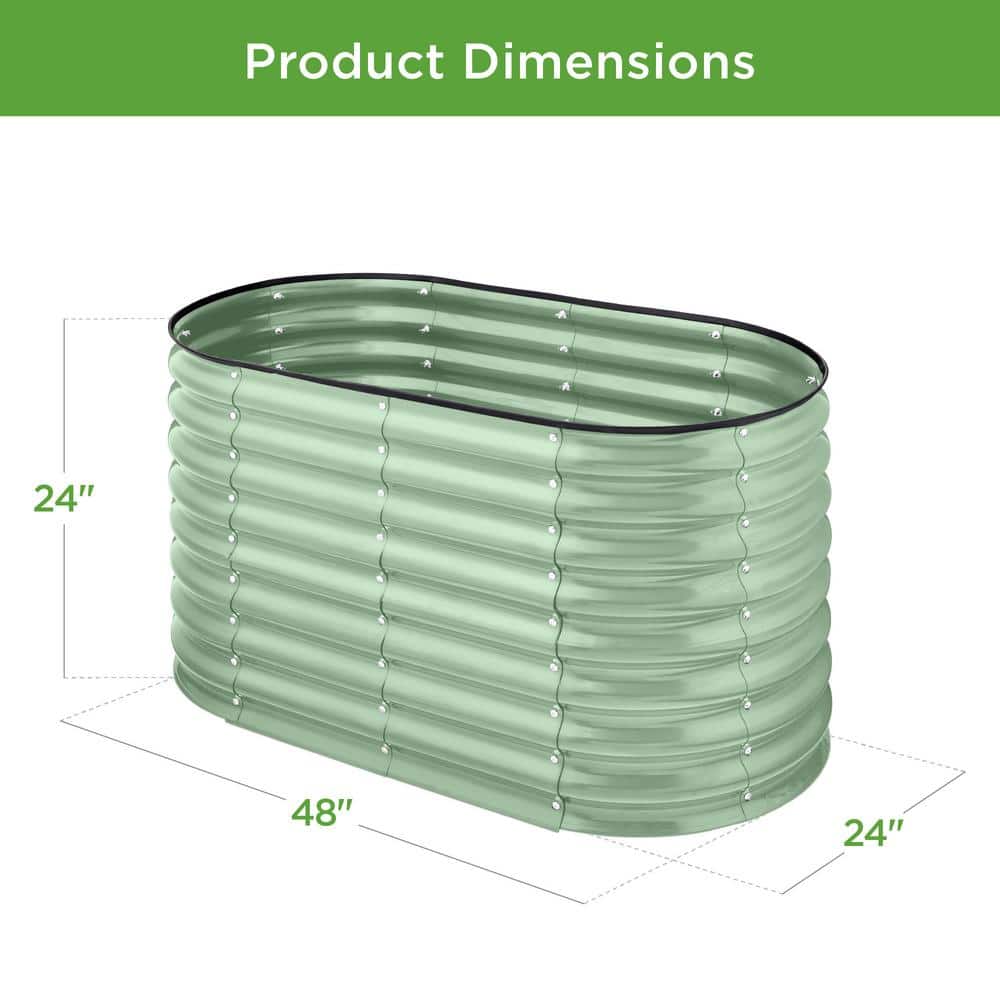 Sage Green Powder-Coated Steel Outdoor Raised Garden Bed