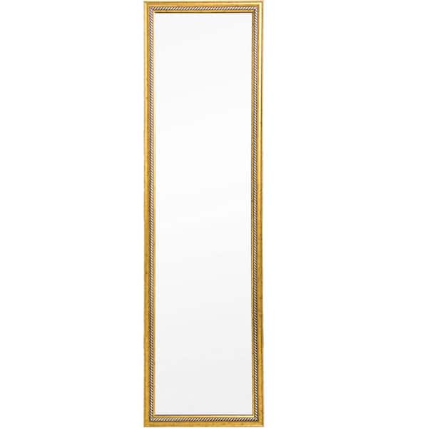 Unbranded 50 in. W x 14 in. H Rectangular Glass Framed Wall Bathroom Vanity Mirror in Gold