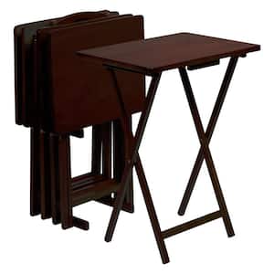 2.2 ft. Brown Wood Folding TV Tray Tables