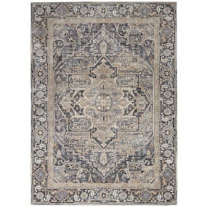 Moroccan Celebration Navy 4 ft. x 6 ft. Center Medallion Traditional Area Rug