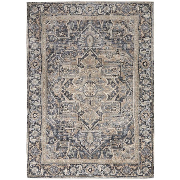 Kathy Ireland Home Moroccan Celebration Navy 4 ft. x 6 ft. Center Medallion Traditional Area Rug