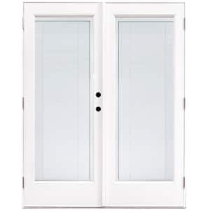 60 in. x 80 in. Fiberglass Smooth White Left-Hand Outswing Hinged Patio Door with Low E Built in Blinds