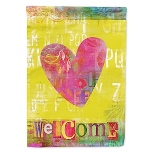 28 in. x 40 in. Polyester Artsy Welcome Heart Flag Canvas House Size 2-Sided Heavyweight